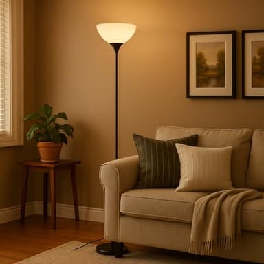 PESRAE Floor Lamp, Remote Control with Stpeless Color Temperatures and Brightness, Torchiere lamp for Bedroom, Living Room, Bulb Included (Matte Black) - Image 9