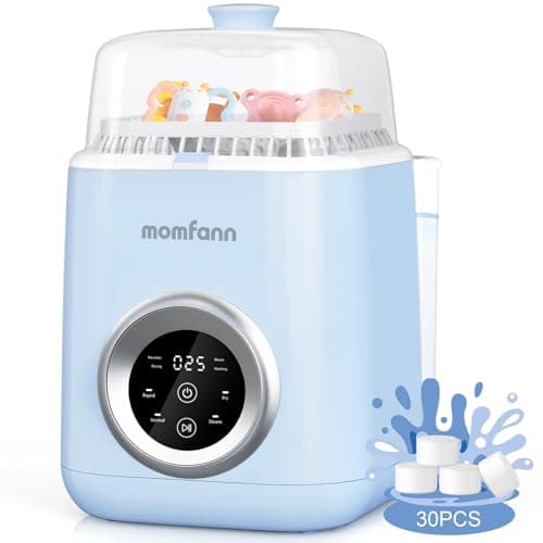 MOMFANN Baby Bottle Washer-19 Min Rapid Wash, Sterilizer and Dryer, All-in-One Cleaner, Bottles,Pump Parts & Baby Essentials for New Parents Gift - Replaces Hand Washing, Baby Blue - Image 1