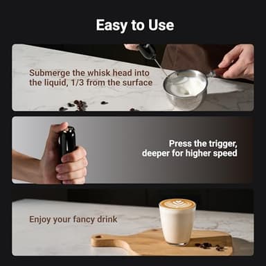 InstaWhisk Milk Frother with Variable Speed, Rechargeable Coffee Frother Wand with Detachable Double Whisk, Drink Mixer Handheld Electric Stirrer for Latte, Cappuccino, Matcha, Almond Milk, Protein - Image 7