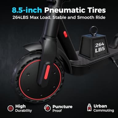 iScooter i9L Electric Scooter Adults and Teenages, Light Up Scooter 20 MPH Top Speed, 18 Miles Range, 8.5'' Pneumatic Tires, 350W Foldable and Cruise Control Escooter with Double Braking System&APP - Image 7
