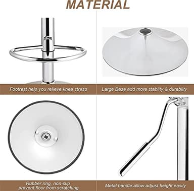 VECELO Barstools Set of 4, Counter Height Bar Stools Adjustable Stools with Back and Arm, Kitchen Island Stools Swivel Bar Chairs for Pub Dinning Room, Black - Image 7