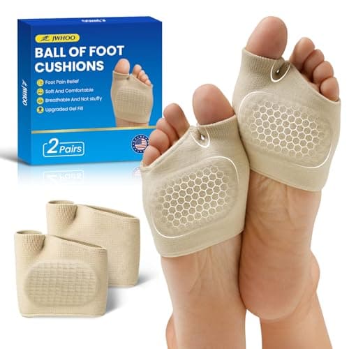 JWHOO Metatarsal Pads Ball Foot Cushion - 2 Pairs Metatarsal Pads Women & Men with Gel for Pain Relief, Morton's Neuroma & Metatarsalgia, Ball of Foot Cushion for Standing, Running, Walking - L - Image 1
