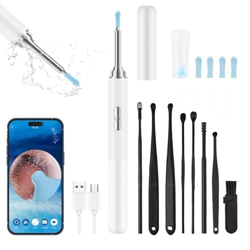 Ear Wax Removal, Earwax Remover Tool with 8 Pcs Ear Set, Ear Cleaner with Camera, Earwax Removal Kit with Light, Ear Camera with 4 Ear Spoon, Ear Cleanning Kit for iOS & Android (White) - Image 1