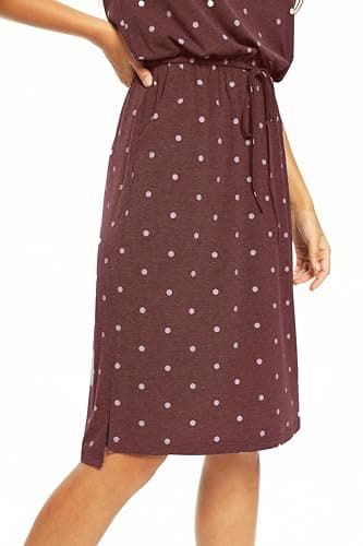 Women Summer Short Sleeve Teacher Casual Midi Knee Dress Dot Red XL - Image 2