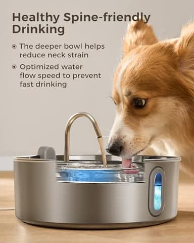 Smartoo Dog Water Fountain for Large Dogs 7L/236oz Stainless Steel Dog Water Bowl Dispenser Automatic Pet Water Fountain with Deeper Drinking Area, Multi-Filtration Pet Fountain with Ultra-Quiet Pump - Image 4