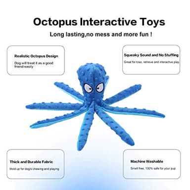 CPYOSN Dog Squeaky Toys Octopus - No Stuffing Crinkle Plush Dog Toys for Puppy Teething, Durable Interactive Chew Toys for Small, Medium and Large Dogs Training and Reduce Boredom, 2 Pack - Image 4