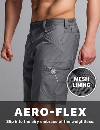CQR Men's Quick Dry Stretch Hiking Cargo Shorts, Lightweight Water Resistant Tactical Casual, Golf & Outdoor with Pockets, Rocky Jet Grey, 38W x 10L - Image 4