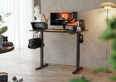 Claiks Electric Standing Desk, Adjustable Height Stand up Desk, 40x24 Inches Sit Stand Home Office Desk with Splice Board, Black Frame/Black Top - Image 2