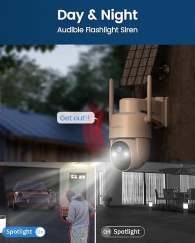 Armorcope Solar Security Cameras Wireless Outdoor,360° View Battery Powered with Spotlight Color Night Vision,2K WiFi Home Security,PIR Sensor,Wireless Easy Install, 2.4 GHz Wi-Fi - Image 5