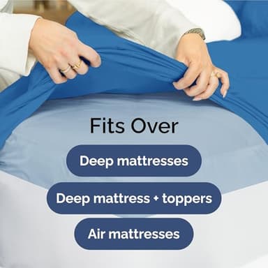 Extra Deep King Sheet Set - 6 Piece Breathable & Cooling Sheets - Hotel Luxury Bedding Set with 18-24 Inch Extra Deep Pockets - Easy Fit - Super Soft, Wrinkle Free and Comfy - Royal Blue, King Size - Image 6