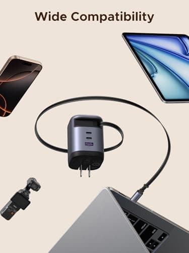UGREEN Nexode 100W GaN USB C Retractable Charger with Built-in Cable, 3-Port Fast Charging Wall Adapter for Laptop, MacBook Pro/Air, iPhone 17/16, Galaxy S25, Pixel, iPad, MatePad, DJI Drone - Image 8