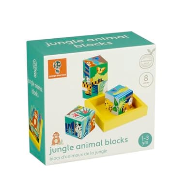 Orange Tree Toys: Jungle Animals - Four Blocks Puzzle - Hand Painted Colorful Wooden Toy, Chunky Animal Blocks, Educational, Toddlers & Kids, Ages 1+ - Image 7