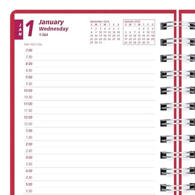 Brownline® 2025 DuraFlex Daily/Monthly Planner, Appointment Book, 12 Months, January to December, Twin-Wire Binding, 8" x 5", Raspberry (CB634V.RAS-25) - Image 5