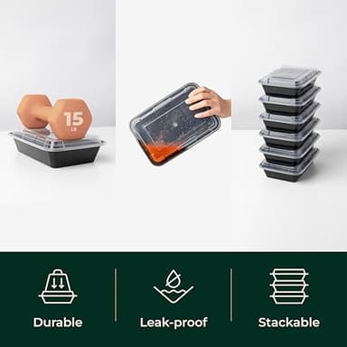 Enther Meal Prep Containers 12 Pack 1 Compartment Single Lids Food Storage Bento BPA Free | Stackable | Reusable Lunch Boxes, Microwave/Dishwasher/Freezer Safe Portion Control (28 oz) - Image 6
