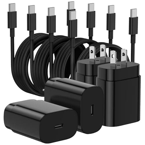Essri Type C Charger Fast Charging for Samsung Galaxy S25 S24 S23 S22 Note 20,4Pack 25W Super USB C Fast Charger Block with (6ft+10ft) x2 Cables for iPhone 15/16 Pro Max/Plus, Android Phones - Black - Image 1
