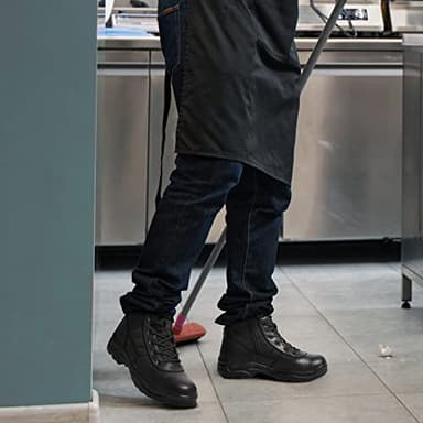 NORTIV 8 Men's Military Tactical Work Boots Side Zipper Leather Motorcycle Combat Boots Trooper(6-8 Inches),Size 9,Black-8 Inches - Image 8