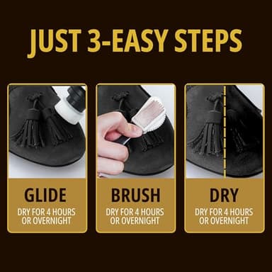 Eagle Nubuck & Suede Dye Black with Applicator & 3-Way Suede Brush - Suede Color Restorer for Shoes, Boots, Jackets, Purses & More - Black Suede Dye & Conditioner - Image 7