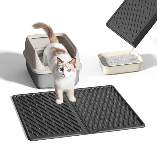 Pieviev Cat Litter Box Mat, 24"x 17" EVA Scratch Resistant Litter Trapping Mat, Easy Clean for Scatter Control, Soft on Kitty Paws, Waterproof & Urine Proof for Indoor Use, Black - Image 1