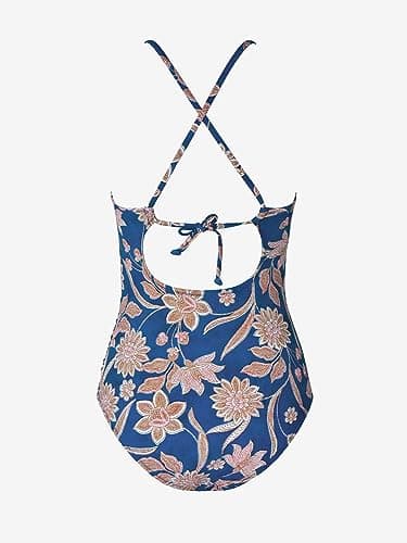 CUPSHE Women Swimsuit One Piece Tummy Control Ruched Self Tie Cutout Floral Bathing Suit, L - Image 6