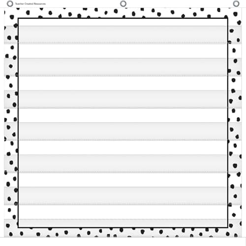 Teacher Created Resources Black Painted Dots on White 7 Pocket Chart (28" x 28") (TCR20103) - Image 1