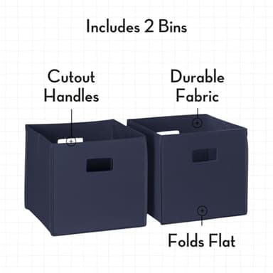RiverRidge Kids Desk and Art Activity Table - Play Table with 4 Storage Cubbies & Removable Storage Cups for Crafts, Puzzles & Activities 2 Navy Folding Fabric Bins - Image 5