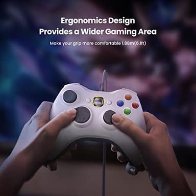 VOYEE PC Controller, Wired Controller Compatible with Microsoft Xbox 360 & Slim/PC Windows 10/8/7, with Upgraded Joystick, Double Shock | Enhanced (White) - Image 6