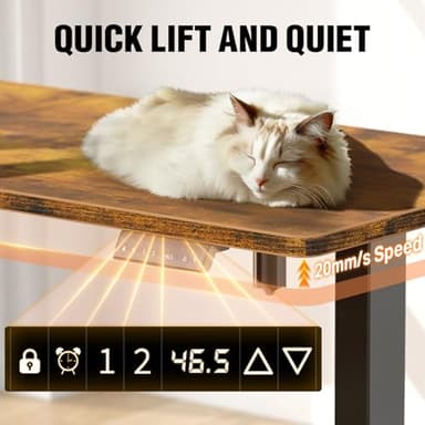 Veken 47.2" Standing Desk, Adjustable Height Office Desk with Wood Desktop, Computer Table for Home Work, Study and Gaming, Small Spaces, Modern Furniture，Brown - Image 7