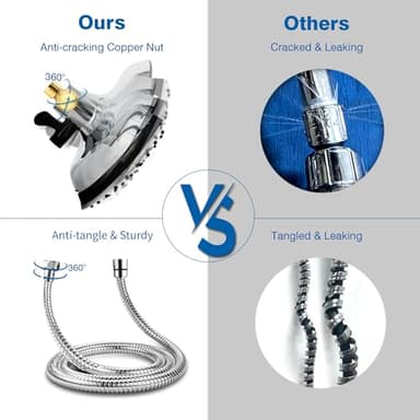 Shower Head with Handheld High Pressure: INAVAMZ Hand Held Shower Head & Rain Shower Head 2-IN-1 Shower Head with 59" Rotatable Stainless Steel Hose, Shower Trim Systems - Image 6