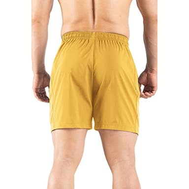 Gaglg Men's 5" Athletic Shorts 2 Pack Quick Dry Athletic Workout Gym Shorts with Zipper Pockets Yellow/Purple,XX-Large - Image 6