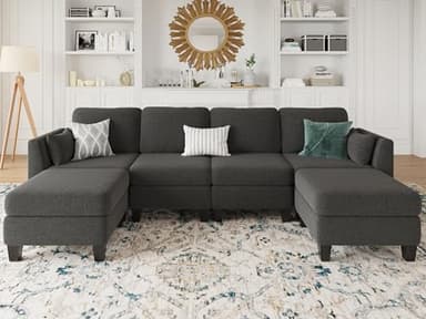 Huatean Home Modular Sectional Sofa, Convertible U Shaped Sofa Couch with High Density Memory Foam, 6 Seat Comfy Modular Sofa Couch for Living Room, Modern U Shaped Sectional Sofa, Dimgrey - Image 7