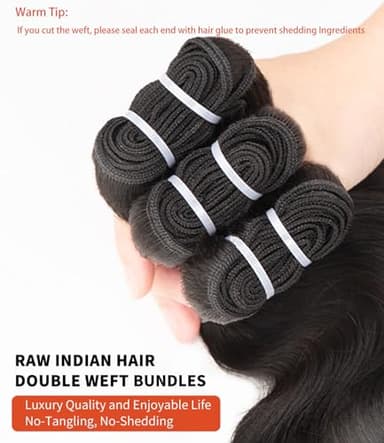 mlip Raw Bundles Human Hair Body Wave, No Tangle Shedding, Keep Texture Silky Soft After Multiple Washes, 15A Raw Indian Hair Bundles 18 20 22 Inches, Triple Lifespan 3X - Image 5