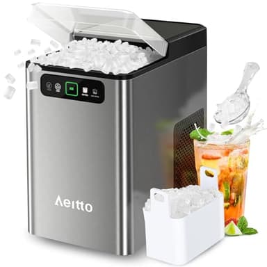 Aeitto Nugget Ice Maker 40Lbs/24H, Countertop Soft Chewable Ice Pebble Ice Machine, One-Click Operation, Auto Self-Cleaning Ice Makers with Scoop&Basket for Home, Office, Kitchen, Party (Grey) - Image 1