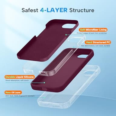 Miracase Compatible with iPhone 16e Case, [Soft Anti-Scratch Microfiber Lining], Liquid Silicone Case Gel Rubber Shockproof Drop Protection Phone Case for iPhone 16e, Wine Red - Image 4
