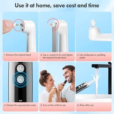 Pelzzle Tooth Polisher, Rechargeable Teeth Polisher for Daily Cleaning, Whitening and Polishing, Electric Dental Teeth Polishing with LED Light, 5 Brush Heads, 5 Speed Modes, Waterproof - Image 3