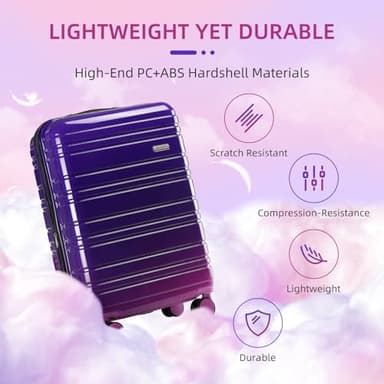 LARVENDER Luggage Sets 6 Piece, Expandable PC+ABS Hardside Multicolor Suitcase Sets with TSA Lock Double Spinner Wheels, Midnight Berry - Image 4