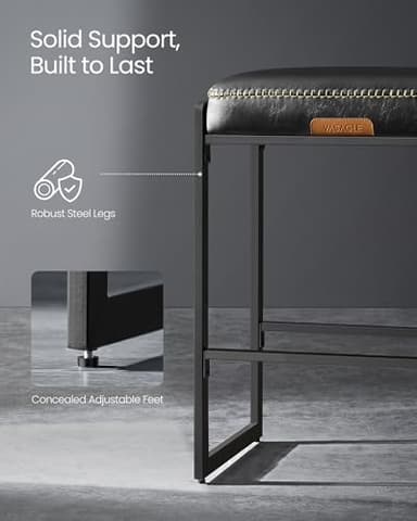 VASAGLE EKHO Collection - Bar Stools Set of 4, Counter Height Bar Stools, Synthetic Leather with Stitching, Mid-Century Modern Counter Stools, 26-Inch Tall, Kichen Home Bar Dining Room, Ink Black - Image 7