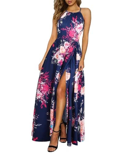 KILIG Women's Summer Maxi Dress 2025 Casual Sleeveless Split Floral Sundress Beach Vacation Flowy Long Dresses(Floral08,M) - Image 1