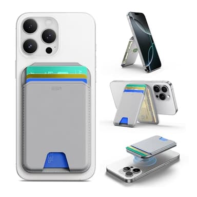 ESR Upgraded for MagSafe Wallet, 5 Card Holder, RFID Blocking, Magnetic Wallet for iPhone with Adjustable Stand, Slim for iPhone 17/16/15/14/13/12 Series, Not for 13/12 Mini, Grey - Image 1
