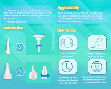 Sugelary Mold Stain Cleaner Gel, 5 fl oz Multi Home Stain Cleaning Gel for Washing Machine Seals, Fridge Gaskets, Tile Grout, Sink and Bathroom Use - Image 6