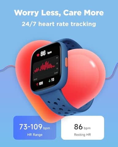 BIGGERFIVE Smart Watch for Kids No APP No Phone Needed, 1.8" Fitness Tracker Watch Pedometer, Heart Rate, Sleep Monitor, IP68 Waterproof, Step Counter, Puzzle Games for Girls Boys Teens 5-16, Blue - Image 5