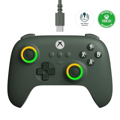 8Bitdo Ultimate C Wired Controller for Xbox with Hall Effect Joysticks and Triggers, RGB Lighting Fire Ring, Compatible with Xbox Series X|S, Xbox One, Windows 10/11- Officially Licensed (Dark Green) - Image 1