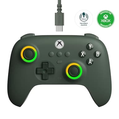 8Bitdo Ultimate C Wired Controller for Xbox with Hall Effect Joysticks and Triggers, RGB Lighting Fire Ring, Compatible with Xbox Series X|S, Xbox One, Windows 10/11- Officially Licensed (Dark Green) - Image 1