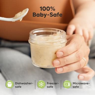 KeaBabies 12pk 4oz Glass Baby Food Containers with Lids - Leak-Proof, Microwavable Small Glass Jars, Baby Purees & Toddler Snack Storage Containers, BPA-Free, Dishwasher & Freezer Safe (Sage) - Image 5