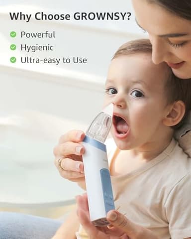 GROWNSY Nasal Aspirator for Baby, Electric Nose Aspirator for Toddler, Baby Nose Sucker, Automatic Nose Cleaner with 3 Silicone Tips, Adjustable Suction Level, Music and Light Soothing Function, Blue - Image 4