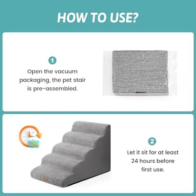 COZY KISS Wide Dog Stairs 19.7" Width, Pet Step for Small/Medium/Large Dog, Puppy or Cat, Pet Ramp for High Bed or Car, High Density Foam Ladder, 19.7x33x22.4 in, Stable, 5 Step, Grey - Image 8