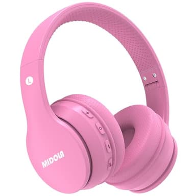 MIDOLA Kids Headphones Bluetooth 5.4 Wireless 68H Play Time Volume Limit 85/94dB Over-Ear Foldable Headset,Type-C Fast Charging,with Wired Aux Mic for Toddler Child Pad Tablet Pink - Image 1