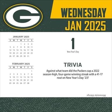 TURNER SPORTS Green Bay Packers 2025 Box Calendar (25998053039) - Image 2