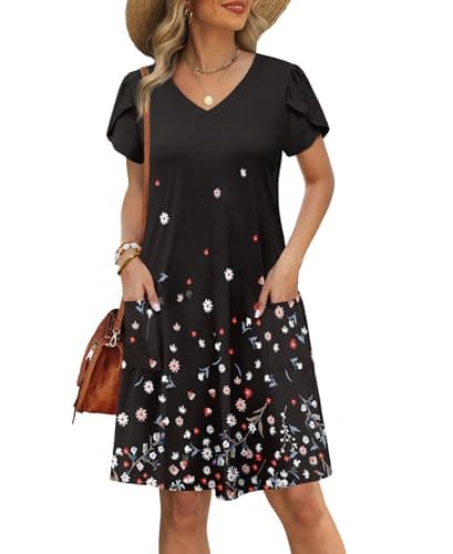 OFEEFAN Womens Summer Dresses 2025 Spring Tshirt Loose Sundresses Beach Vacation Clothes Boho Outfits Print 07 XL - Image 1