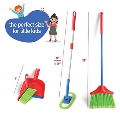 Play22 Kids Cleaning Set 4 Piece - Toy Cleaning Set Includes Broom, Mop, Brush, Dust Pan - Toy Kitchen Toddler Set is A Great Toy Gift for Boys & Girls - Image 6