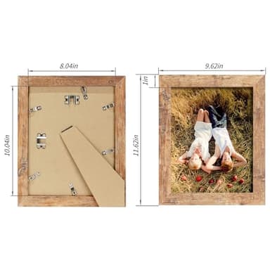 iRahmen 8x10 Picture Frame Set of 4, High Definition Real Glass Rustic Brown Frame, 8 x 10 Wood Photo Frames for Desktop Display and Wall Mounting - Image 2